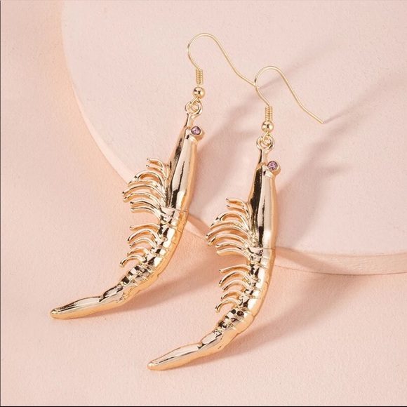 Gold Shrimp Earrings - Picture 2 of 3